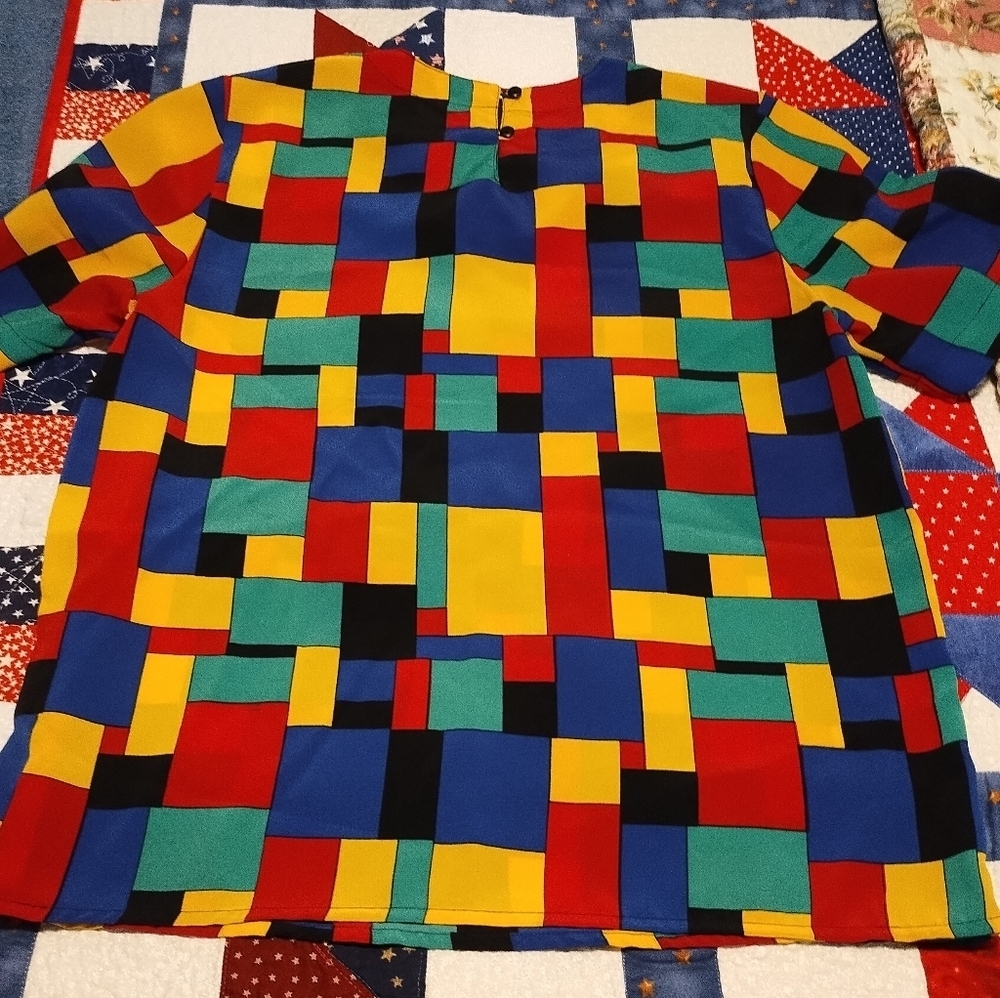 Kathy Che Colorful Geometric Pattern Top